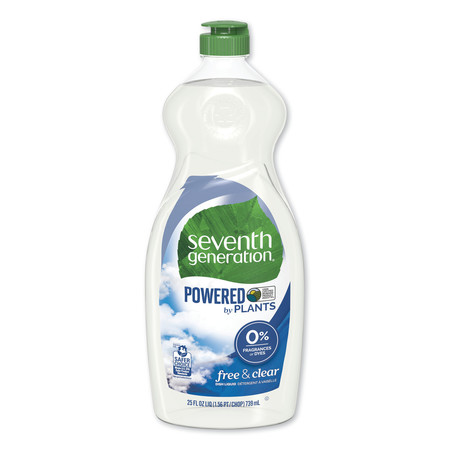 Seventh Generation Natural Dishwashing Liquid, Free and Clear, 25 oz Bottle, PK12 SEV 22733